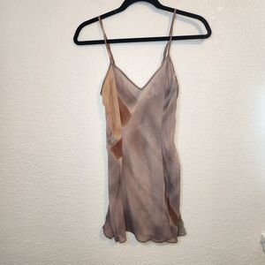 Vintage Y2K Victoria's Secret Pure Silk Chiffon Watercolor Lingerie Slip Dress S